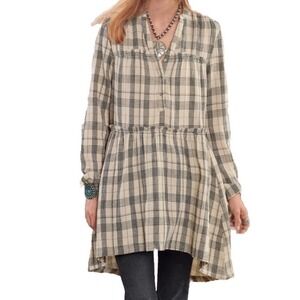 Sundance Plaid Mini Dress in Cream and Gray